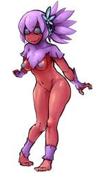 1girls alien alien_girl barefoot black_eyes blue_nipples blush breasts female flora_fauna floran flower full-length_portrait full_length navel nipples nude plain_background plant_girl portrait red_skin senatorwong solo solo_female standing starbound video_games white_background