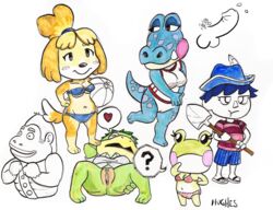 2013 al_(animal_crossing) alli_(animal_crossing) alligator amphibian animal_crossing animal_crossing_boy anthro bikini blush breasts canine female frog fur furry gorilla human isabelle_(animal_crossing) j_hughes kapp'n kappa lily_(animal_crossing) male mammal nintendo penis pussy reptile rule_63 scalie spread_legs swimsuit video_games