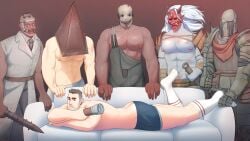 bara biceps clothing david_king dbd dead_by_daylight evan_macmillan gay herman_carter kazan_yamaoka latanolyy male male/male male_nipples male_only mask masked masked_male multiple_boys muscular_male nipples pyramid_head silent_hill silent_hill_2 tarhos_kovacs the_doctor_(dead_by_daylight) the_knight_(dead_by_daylight) the_oni_(dbd) the_trapper