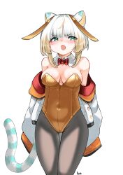 1girls 2d 2d_(artwork) alternate_costume animal_ears animal_tail artist_request blush bunnysuit eternals_(idol_corp) female female_focus female_only front_view green_eyes high_resolution highres idol_corp idol_es latam_virtual_youtuber light-skinned_female light_skin medium_breasts orange_hair short_hair simple_background slim_girl solo solo_female solo_focus standing taiga_toragami tiger_ears tiger_girl tiger_tail two_tone_hair virtual_youtuber vtuber vtuberfanart white_background white_hair young younger_female