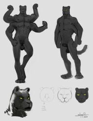 10_nipples 2024 2_penises 4_arms absurd_res animal_genitalia anthro felid flexing flexing_bicep flexing_both_biceps fur genitals green_eyes grey_body grey_fur hand_on_hip hi_res leopard male mammal multi_arm multi_genitalia multi_limb multi_nipple multi_penis nipples on_one_leg panther_(sharkinthepark) pantherine penis sharkinthepark sheath simple_background solo standing stomach_nipples tail white_background