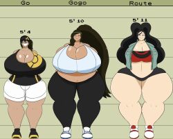 3girls baseball_cap belly belly_button black_hair brown_hair cyan_eyes drooling enormous_breasts green_eyes grinning huge_breasts human igphhangout imperial_units long_hair midriff milf oversized_breasts plump pokemon pokemon_go ponytail purple_eyes route_(igph) short_hair shorts size_comparison size_difference sneakers tagme tan_body tank_top thick_thighs thighs trainer_go&#039;s_mom_(igph) trainer_go_(igph) yoga_pants