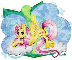 2014 alicorn anus cloud equine fluttershy_(mlp) friendship_is_magic horn kena mammal my_little_pony pose pussy straight_hair suggestive wings