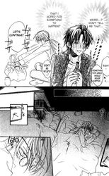 2boys alcohol bottle comic drugged drunk gay glasses koisuru_boukun long_hair male manga multiple_boys sitting souichi_tatsumi takanaga_hinako tears tetsuhiro_morinaga the_tyrant yaoi