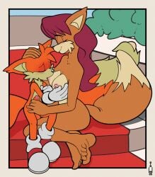 1boy 1girls anthro anthro_on_anthro anthro_only ardan_norgate blush breastfeeding breastfeeding_handjob brown_fur female furry furry_only incest male masturbation miles_prower mother_and_son no_humans patting_head rosemary_prower smile sonic_(series) sonic_the_hedgehog_(series) tails wholesome yellow_fur