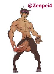 balls bara big_penis boner erection facial_hair goat_legs horns male male_only muscles muscular nude penis satyr solo solo_male zenpei