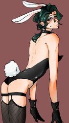 bunny_ears bunnysuit choker dark_circles gloves lukai_hwei thighhighs twink