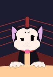 :3 black_fur blowjob brawl_stars cat_ears cum cum_in_mouth cum_inside cum_on_arm cum_on_face cum_on_self cum_on_tongue feline kit_(brawl_stars) sexycho smile white_face