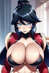 ai_generated big_breasts ladybug_(character) light-skinned_female looking_down marinette_cheng marinette_dupain-cheng miraculous_ladybug solo tagme