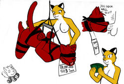 anthro bondage bound breasts feline fellatio female fur furry gag herseio mammal money nude open_mouth_gag oral oral_sex panther public_use ring_gag sex slave suspension