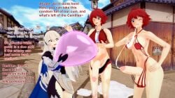 2futas 3d camilla_(fire_emblem) condom corrin_(fire_emblem) cum cum_in_condom drowning_in_cum english_text fire_emblem fire_emblem_fates fire_emblem_heroes futanari giantess giantess_futanari grey_hair hinoka_(fire_emblem) huge_cock koikatsu nintendo purple_hair red_hair shrunken_woman sports_bikini swimsuit tagme text trapped_in_condom xavierhuge