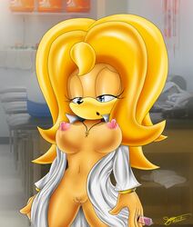 big_breasts bigdon1992 blush breasts doctor echidna female furry hair jessica lactation milk nipples no_humans nude open_mouth original_character pussy sega sonic_(series) standing