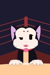 :3 black_fur blowjob brawl_stars cat_ears cum cum_in_mouth cum_inside cum_on_arm cum_on_face cum_on_self cum_on_tongue feline kit_(brawl_stars) open_mouth sexycho smile white_face