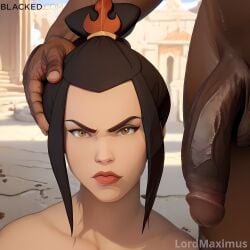 1boy 1girls ai_generated angry angry_expression angry_face avatar_legends avatar_the_last_airbender azula big_penis black_hair black_penis blacked dark-skinned_male female fire_nation flaccid_penis gold_eyes holding_head interracial lordmaximus male partial_male penis size_difference stable_diffusion veiny_penis