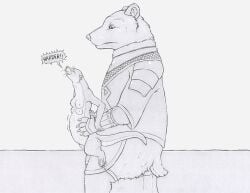 2024 4_breasts ambiguous_penetration anthro anthro_on_anthro anthro_penetrated anthro_penetrating anthro_penetrating_anthro armor bear bottomless bottomless_anthro bottomless_male breasts carrying_another carrying_partner clothed clothing dialogue duo english_text female female_anthro female_penetrated greyscale hi_res holding_partner interspecies larger_male lily_(strega) male male/female male_anthro male_penetrating male_penetrating_female mammal monochrome multi_breast mustelid nipple_outline nude nude_anthro nude_female obscured_penetration otter penetration plate_armor semi-anthro sex short_tail size_difference smaller_female smaller_penetrated snout speech_bubble stomach_bulge strega tail text whiskers