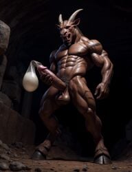 ai_generated alphacock cave condom cum cumming cumming_in_condom cumshot demon filled_condom furry hooves horn jerk_off male masturbation monster muscular_male realistic solo