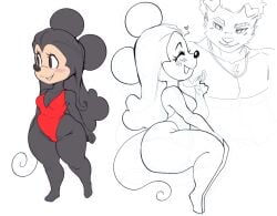 anthro ass ass_focus bottom_heavy disney goon_(goonie_san) huge_ass huge_hips huge_thighs long_hair minnie_mouse original_character shybred spoken_heart swimsuit tagme thick_thighs wide_hips