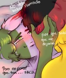 bed countryhumans gay germany_(countryhumans) implied_sex italy_(countryhumans) nude song_lyrics spanish_text tears