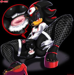 1boy anthro crossdressing femboy femboy_nurse feminine_male fishnet_stockings furry high_heels lingerie male male_only nurse nurse_cap nurse_uniform red_high_heels shadman shadow_the_hedgehog solo sonic_(series) spazkid trap white_fishnets