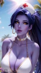 10_seconds 1girls 9:16 ai_generated amelie_lacroix big_breasts brest long_hair nurse nurse_dress overwatch overwatch_2 oxtonai purple_hair purple_skin shorter_than_10_seconds tagme vertical_video video widowmaker