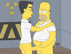 2boys balding black_hair bottomless chubby docking foreskin foreskin_insertion foreskin_play frank_grimes gay glasses homer_simpson human idrewthis long_foreskin male male_only multiple_males penis_in_penis pluvatti the_simpsons uncut white_shirt yaoi yellow_skin