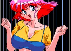 1girls 90s age_progression animated aqua_eyes ass blue_eyes bouncing_breasts bow bow_panties breast_expansion breasts brown_eyes brown_hair bursting_breasts clothed clothing crop_top cyomi earrings eyebrows_visible_through_hair female female_focus female_only flat_chest game_cg holding_object huge_breasts large_breasts lowres magical_girl midriff miniskirt navel panties pantyshot pink_hair pleated_skirt ruri_(viper) shiny shiny_skin short_hair simple_background skirt small_breasts sogna solo speed_lines star tight_clothing transformation transformation_sequence undersized_clothes underwear upskirt viper_(series) viper_btr wand wardrobe_malfunction white_panties wind