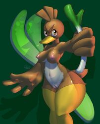 anthro avian bird breasts elpatrixf farfetch'd female nintendo pokémon_(species) pokemon pokemorph pussy solo