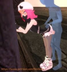 1boy 1girls 3d ahe_gao ass bent_over clothed doggy_style female female_team_skull_grunt fishnets game_cg hat hentasia human male mask nintendo nude pantyhose penis pink_eyes pink_hair pokemon pokemon_sm rapp_(pokemon) sex shirt shoes shorts straight team_skull team_skull_grunt team_skull_grunt_(female) text url watermark