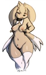 anthro avante92 big_ears breasts digimon female furry looking_at_viewer lopmon nipples no_humans nude pussy sketch solo