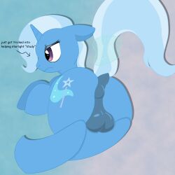 absurd_res ass balls ears_down equid equine feral friendship_is_magic genitals hasbro hi_res horn horse indisposedfigure intersex magic mammal my_little_pony mythological_creature mythological_equine mythology pivoted_ears pony solo starlight_glimmer_(mlp) tail tail_grab tricked trixie_(mlp) unicorn