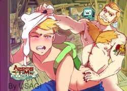 2boys adventure_time anal backpack bag blonde_hair bmo cartoon_network finn_the_human gay human jake_the_dog male male_only multiple_males pale_skin sex tears teen_boy twink usagi_(artist) yaoi