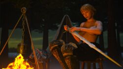 ededed elden_ring female forest fromsoftware needle_knight_leda night nude souls_(from_software) topless