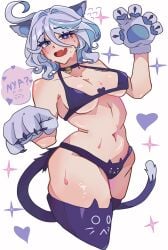 animal_ears animal_tail big_ass big_breasts big_breasts big_butt big_thighs big_titties bikini cat_bikini curvaceous curvaceous_female curvaceous_figure curvy curvy_figure curvy_hips female female_focus female_only furina_(genshin_impact) genshin_impact mihoyo short_hair sleepingsoul thigh_highs white_hair