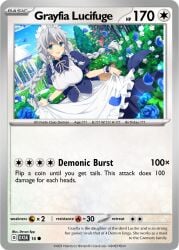 grayfia_lucifuge high_school_dxd lv99slime maid maid_headdress maid_uniform pokemon_card white_hair