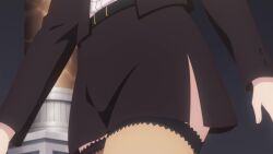 1girls animated ass ass_focus female female_only formal_clothes highres legs nias_carlin office_lady ore_wa_seikan_kokka_no_akutoku_ryoushu! purple_hair sensual sexy short_hair skirt solo tagme thighhighs thighs video walking