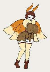 angstrom anthro coat female huge_breasts insect_wings legwear lepidopteran lepidopteran_humanoid lepidopteran_wings looking_at_viewer moth moth_wings shoes solo wings