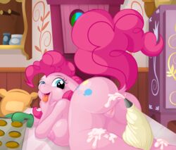 anthro anus ass breasts equine female female_only food friendship_is_magic furry my_little_pony nipples nude pinkie_pie_(mlp) presenting pussy solo straight_hair tail whitmaverick