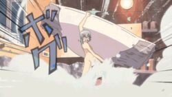 animated bathroom bathtub binbougami_ga! censored convenient_censoring female ichiko_sakura inugami_momoo lowres sakura_ichiko short_hair silver_hair water