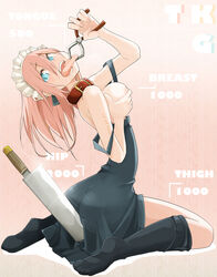 1girls bondage breast_grab breasts clamp collar danger dress drool ear_tag human_livestock implied_cannibalism knife large_breasts looking_back numbered saliva takagi_(tansuke) tansuke women_livestock