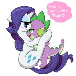 blush dragon equine friendship_is_magic horn interspecies my_little_pony rarity_(mlp) smooth_skin spike_(mlp) tail text unicorn wickedsilly