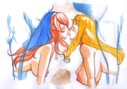 2girls bisexual blonde_hair blush braid breasts canid canid_on_humanoid canine caracol closed_eyes cross cross_necklace doggy_style female female_human feral french_kiss group_sex human kissing large_breasts leina long_hair male male/female male_canine multiple_girls nipples open_mouth queen's_blade red_hair sigui straight tongue tongue_out twin_braids white_fur wolf_on_humanoid zoophilia