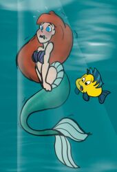 ariel belly_button disney flounder have_to_pee mermaid mermaid_tail omorashi red_hair russkere the_little_mermaid underwater