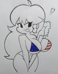 1girls alcohol beer big_breasts bikini breasts champagne drawing drawn drink female flag flag_bikini flag_print_bikini friday_night_funkin girlfriend_(friday_night_funkin) hand_on_pussy massive_breasts open_mouth rock-starz tagme united_states united_states_of_america