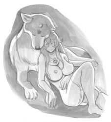 after_sex blush breasts canid canid_on_humanoid canine caracol comic cross cross_necklace cum cumdrip female female_human feral garter_straps horn human large_breasts long_hair male male/female male_canine monochrome nipples nude queen's_blade sigui straight thighhighs white_background wolf wolf_on_humanoid zoophilia