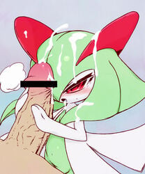 blush bukkake censored cum facial kirlia nintendo penis pokemon pokemon_(species) red_eyes sentarou