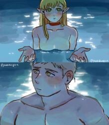 chainsaw_man delicious_in_dungeon dungeon_meshi laios_touden light-skinned_female light-skinned_male light_skin marcille_donato pool source_request yuseidungeon