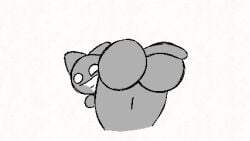 2023 animated anthro anus ass butt_focus butt_shot domestic_cat felid feline felis fuzz_the_cat grey_body grey_ears grey_tail grin grinning_at_viewer kasa_beanie looking_at_viewer looking_back looking_back_at_viewer loop male male_only mammal shaking_butt simple_background smile smiling_at_viewer solo tail the_june_archive_and_restoration_project white_background white_eyes x_anus