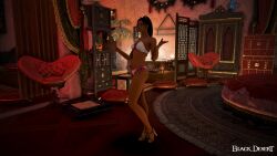 3d arab_female arabian_female bdo beurette bikini black_hair dark-skinned_female exposed feet gold_heels heels navel white_bikini yourbdoslave