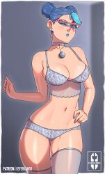 1girls 2d blue_lipstick bra breasts choker cleavage curvy curvy_female ear_piercing earrings epic_games eyewear face_markings female female_only fortnite fortnite:_battle_royale hand_on_hip iisfernado legwear light-skinned_female light_skin lingerie lipstick looking_at_viewer makeup one_eye_closed painted_nails panties partially_clothed solo solo_female sparkle_diva sparkle_specialist standing stockings tagme tagme_(character) thighs tinted_eyewear wink winking_at_viewer