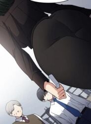 1girls ass ass_focus dont_smoke female female_only fully_clothed green_hair green_sia huge_ass lazy_eye pornhwa